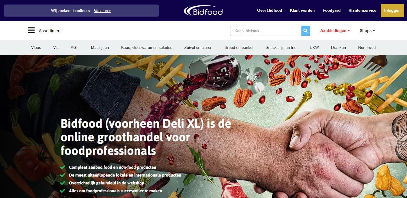b2b webshops bidfood